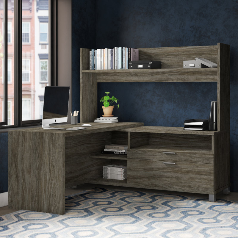 Upper Square™ DeSandre Reversible LShape Metal Leg Executive Desk with